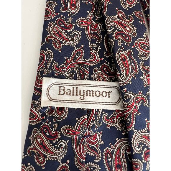 Ballymoor Men's Silk Neck Tie Navy Blue & Red Paisley JL - Picture 4 of 7